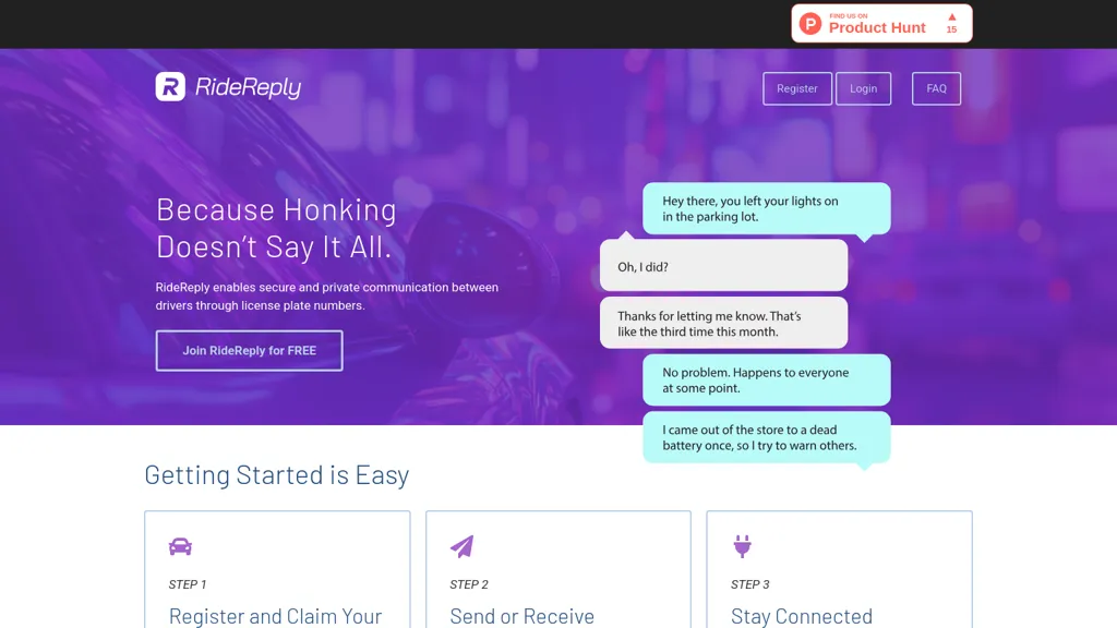 RideReply website