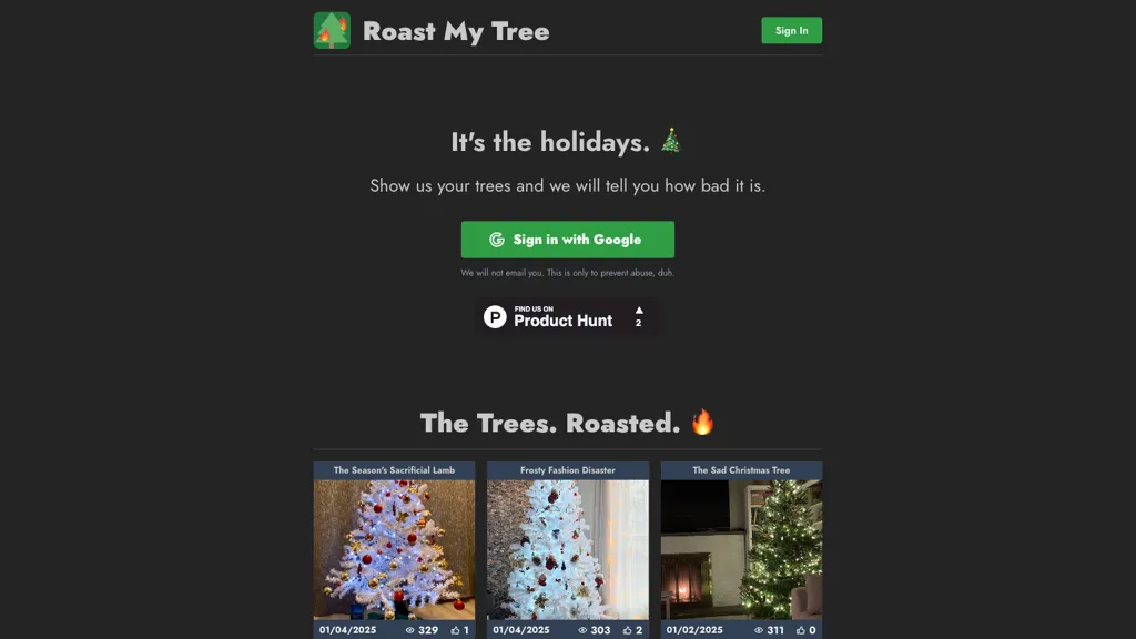 Roast My Tree AI tool screenshot
