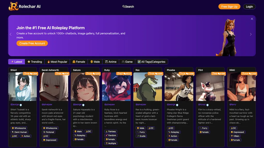 RoleChar AI AI tool screenshot