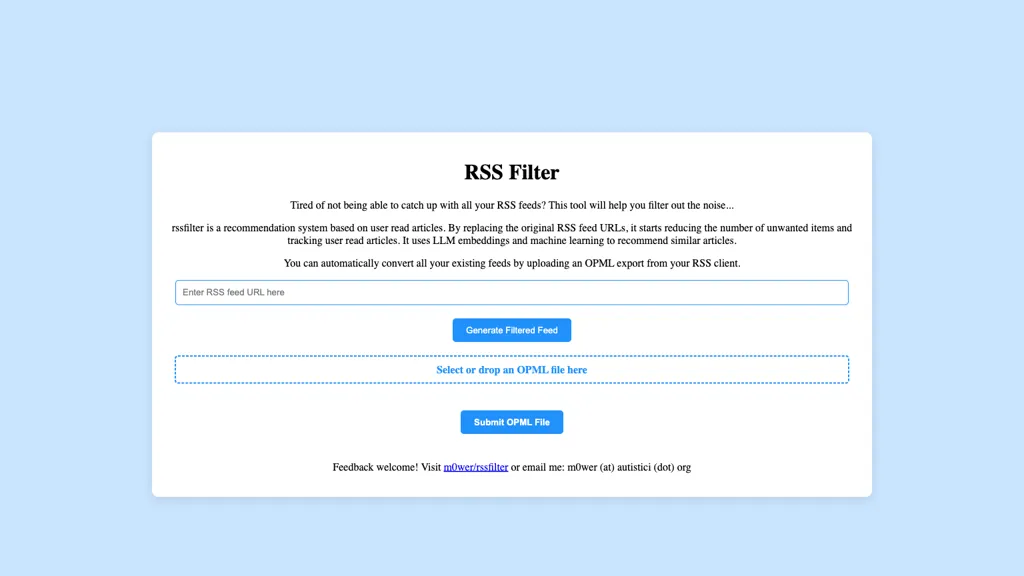RSS filter website