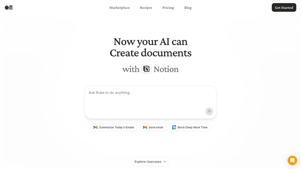 Rube AI tool screenshot