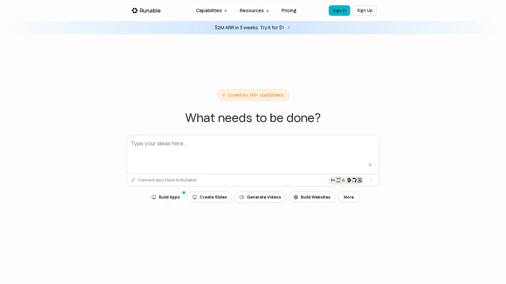 Runable AI tool screenshot