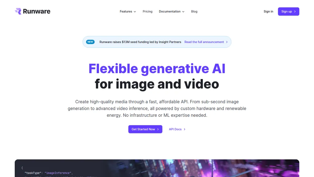 Runware AI tool screenshot