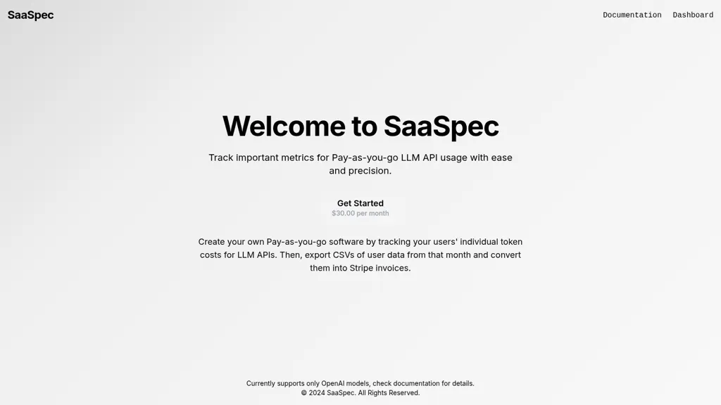 SaaSpec AI tool screenshot