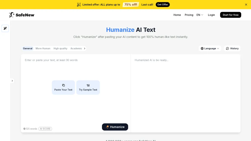 Safenew.ai AI tool screenshot
