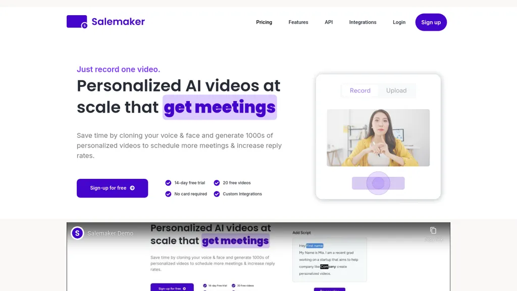 Salemaker AI tool screenshot