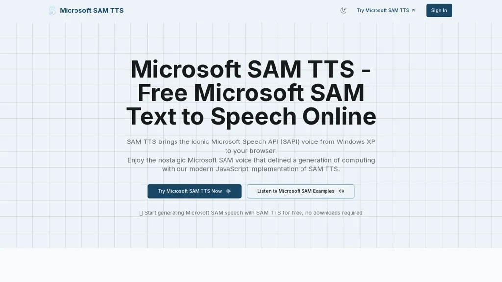 SAM TTS website