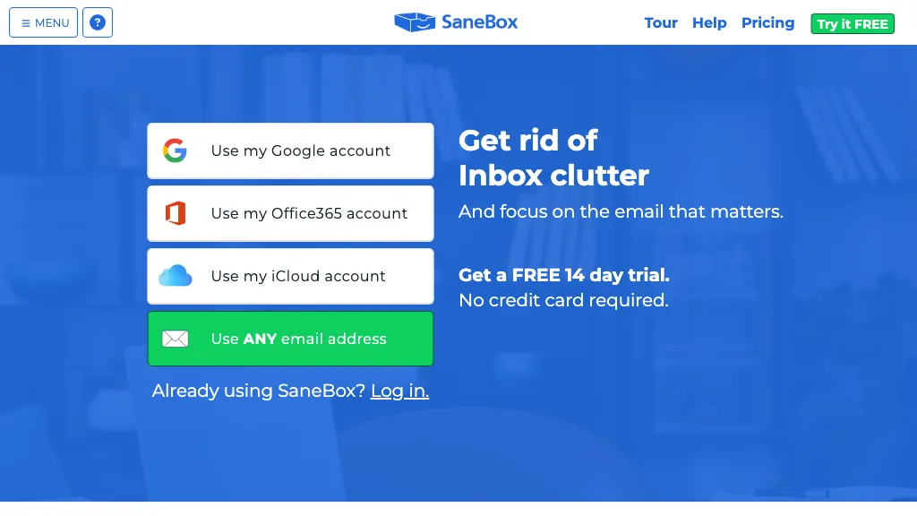 SaneBox website