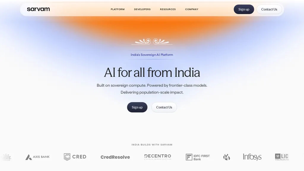 Sarvam AI AI tool screenshot