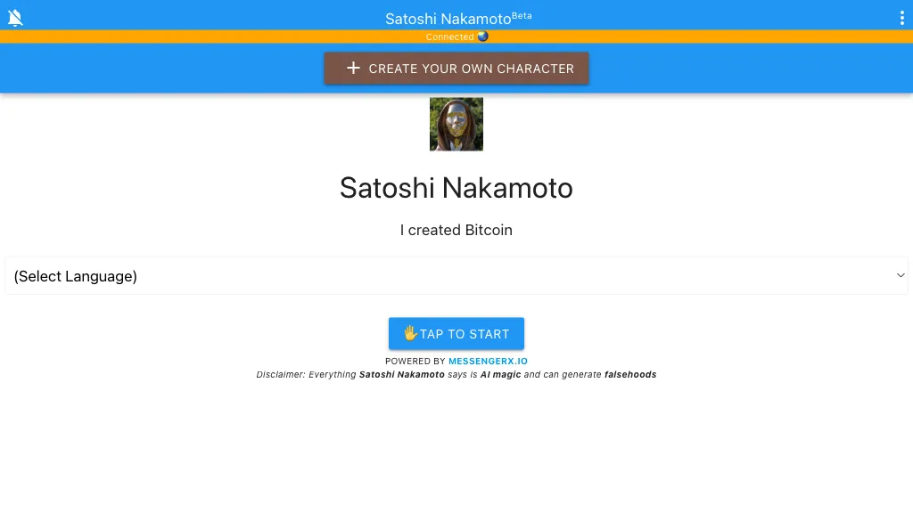 Satoshi Nakamoto Chatbot website