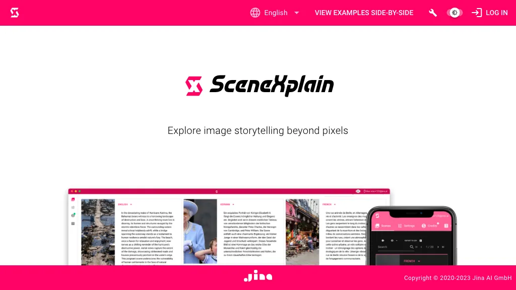 SceneXplain website