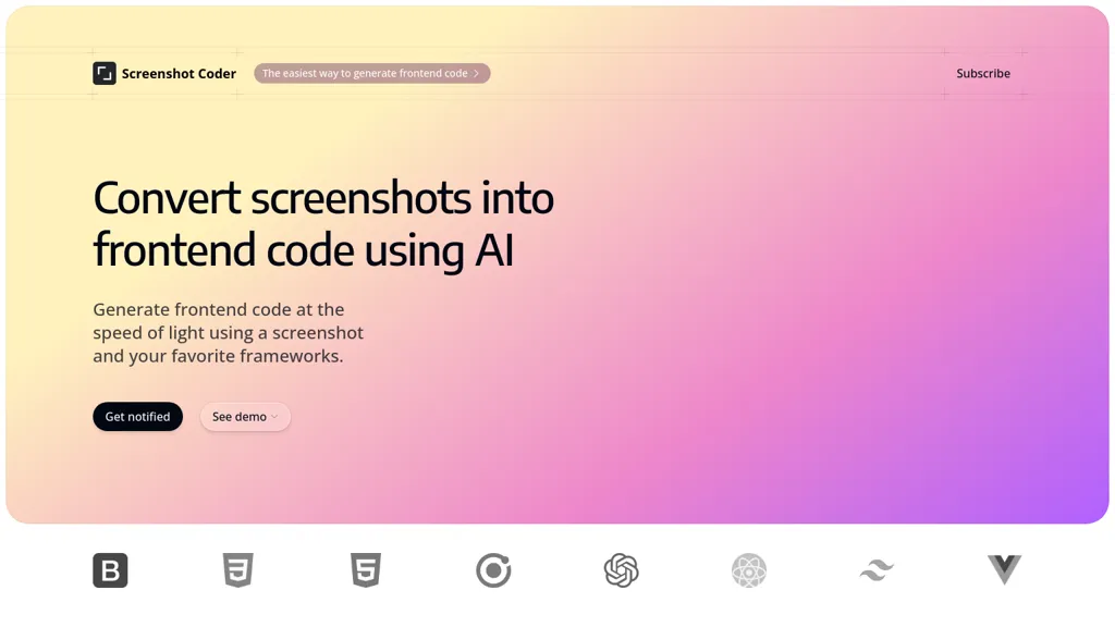 Screenshot Coder website