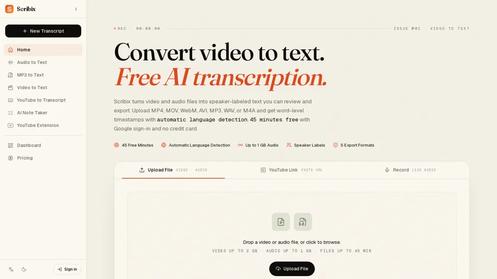 Scribix AI tool screenshot