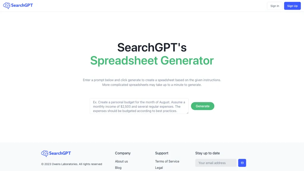 SearchGPT website