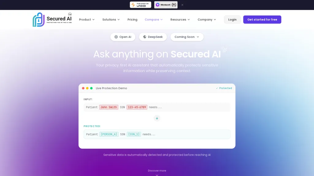 Secured AI AI tool screenshot