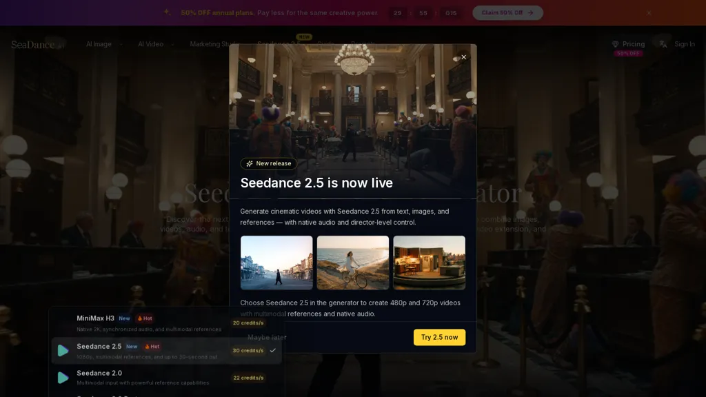 Seedance 2.5 - seadance.io screenshot