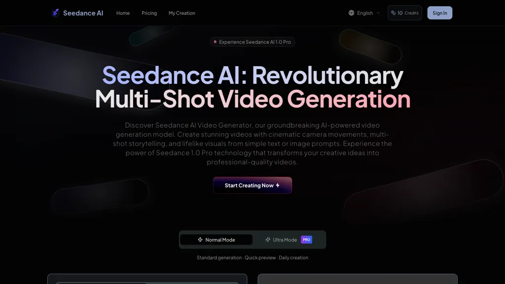 Seedance AI AI tool screenshot
