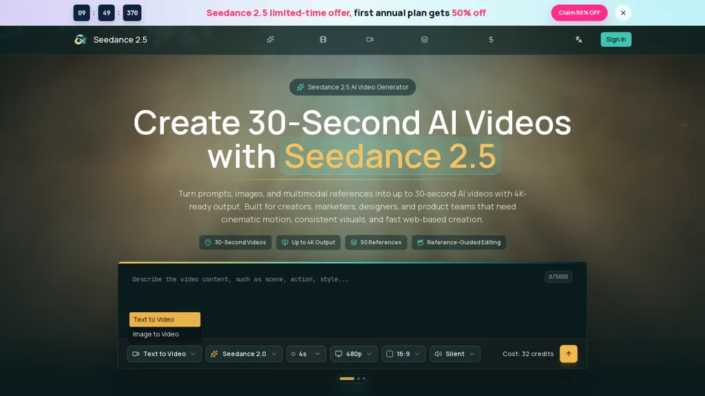 seedance2-5ai.com AI tool screenshot