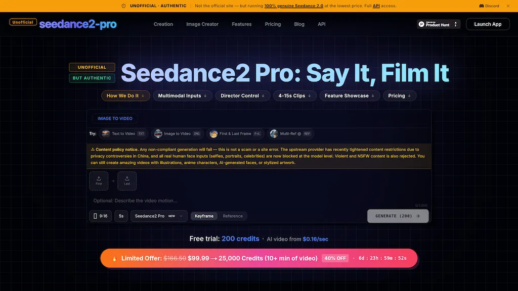 seedance2-pro AI tool screenshot
