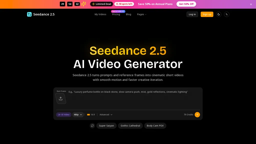 seedance25ai.com AI tool screenshot