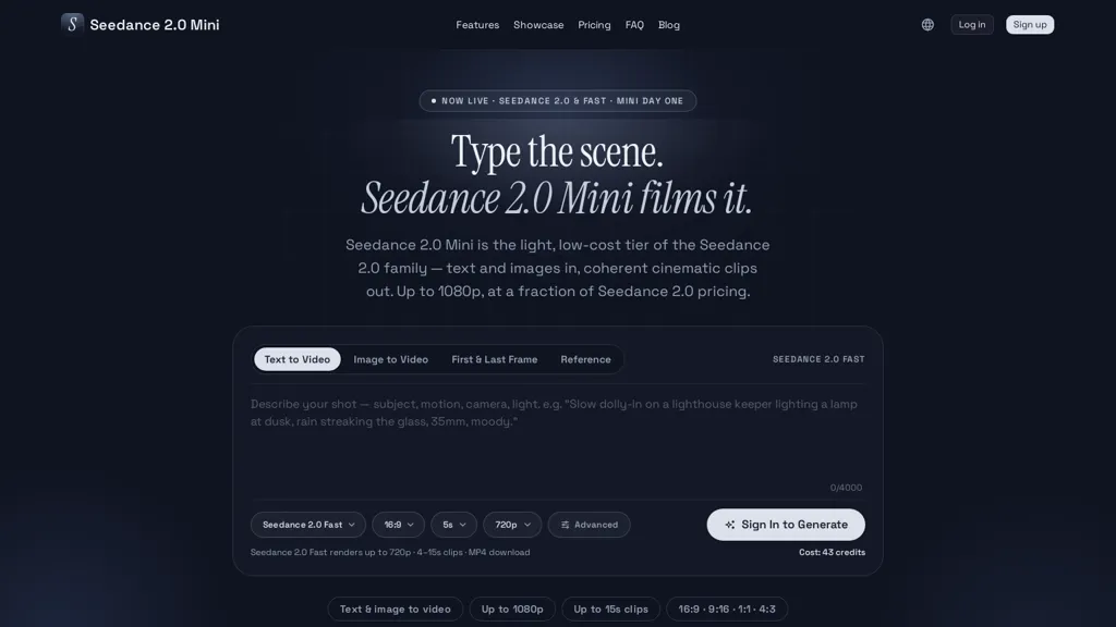 SeeDance2mini.ai AI tool screenshot