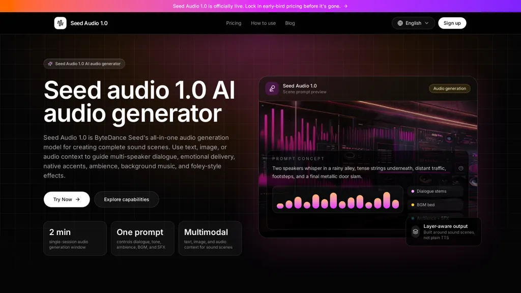 SeedAudio.co AI tool screenshot