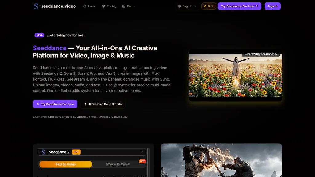 seeddance.video AI tool screenshot