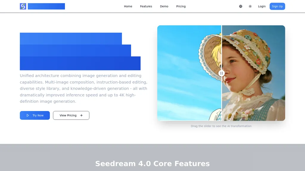 Seedream40.com AI tool screenshot