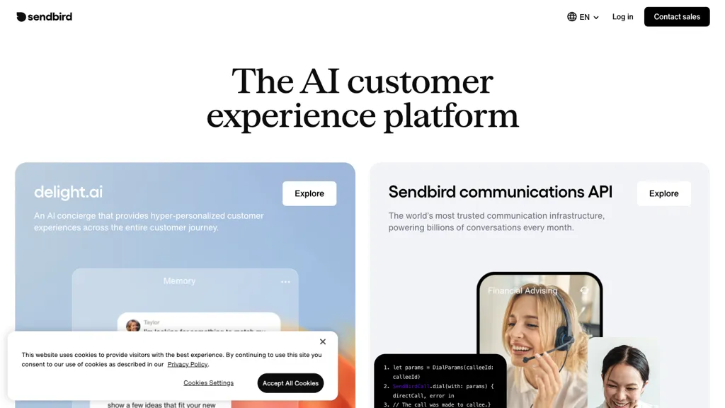 Sendbird AI tool screenshot