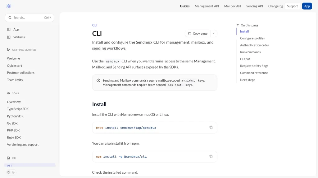 Sendmux CLI AI tool screenshot