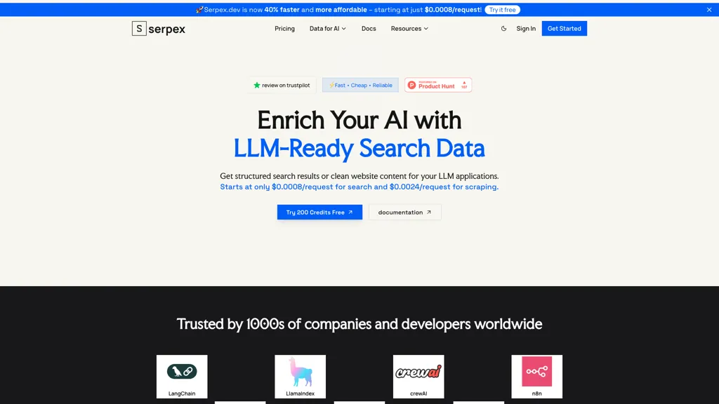 Serpex.dev AI tool screenshot