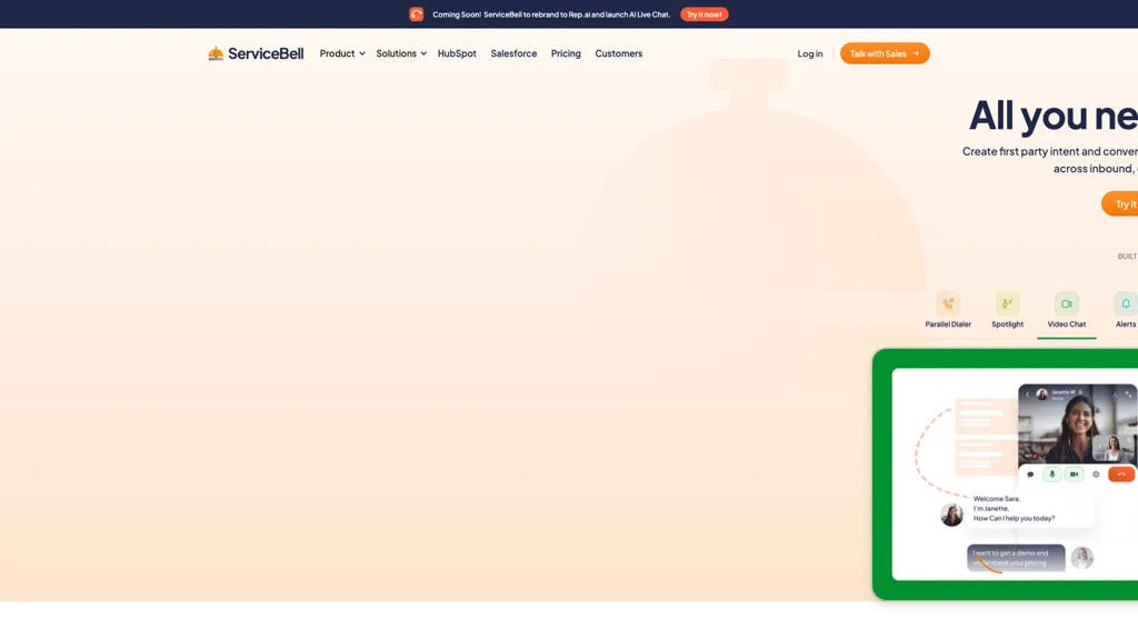 ServiceBell AI tool screenshot