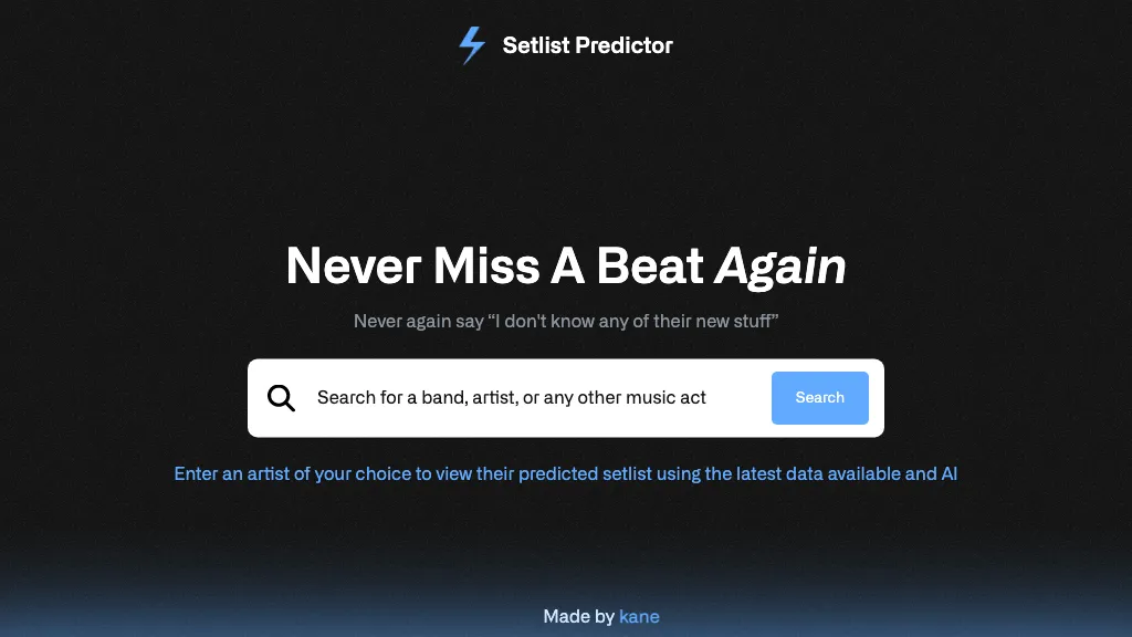 Setlist Predictor website