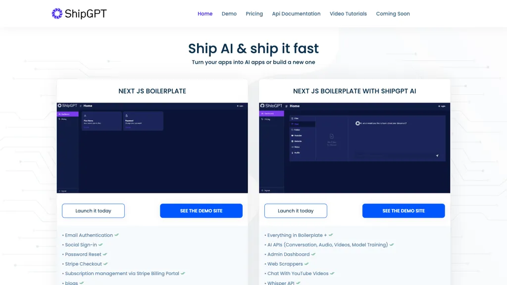 ShipGPT AI website