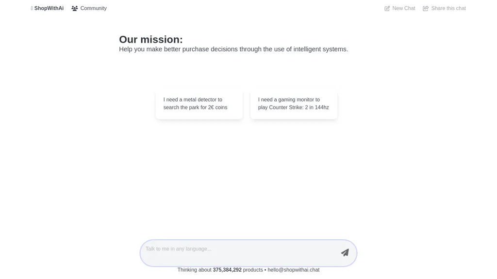 ShopwithAI.chat AI tool screenshot