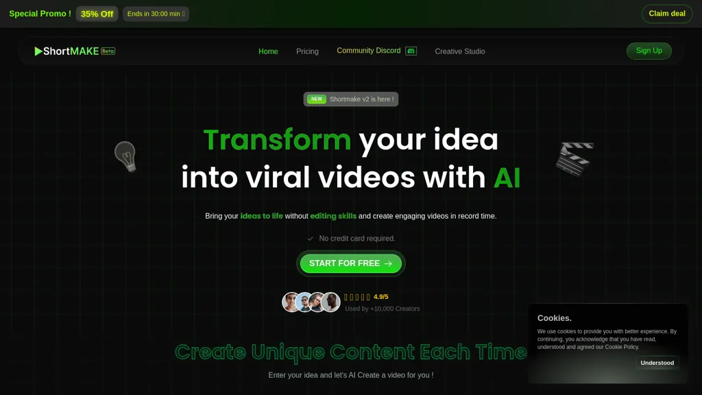 Shortmake AI website