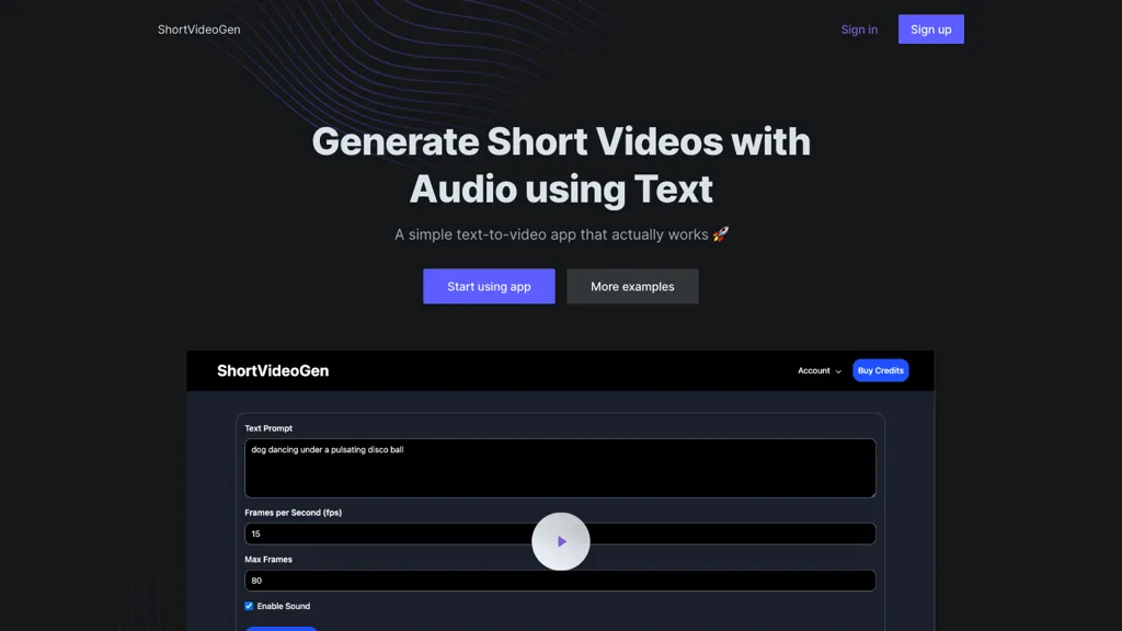 ShortVideoGen website