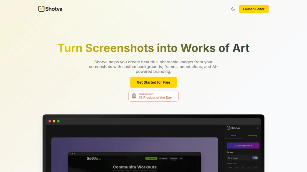 Shotva AI tool screenshot
