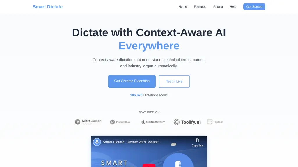 Smart Dictate AI tool screenshot