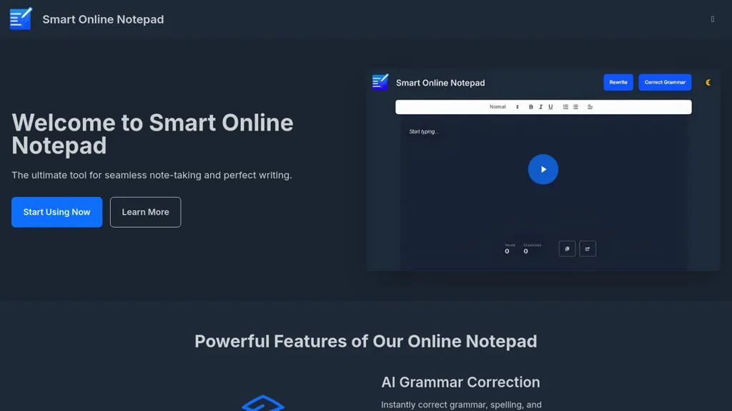 Smart Online Notepad website