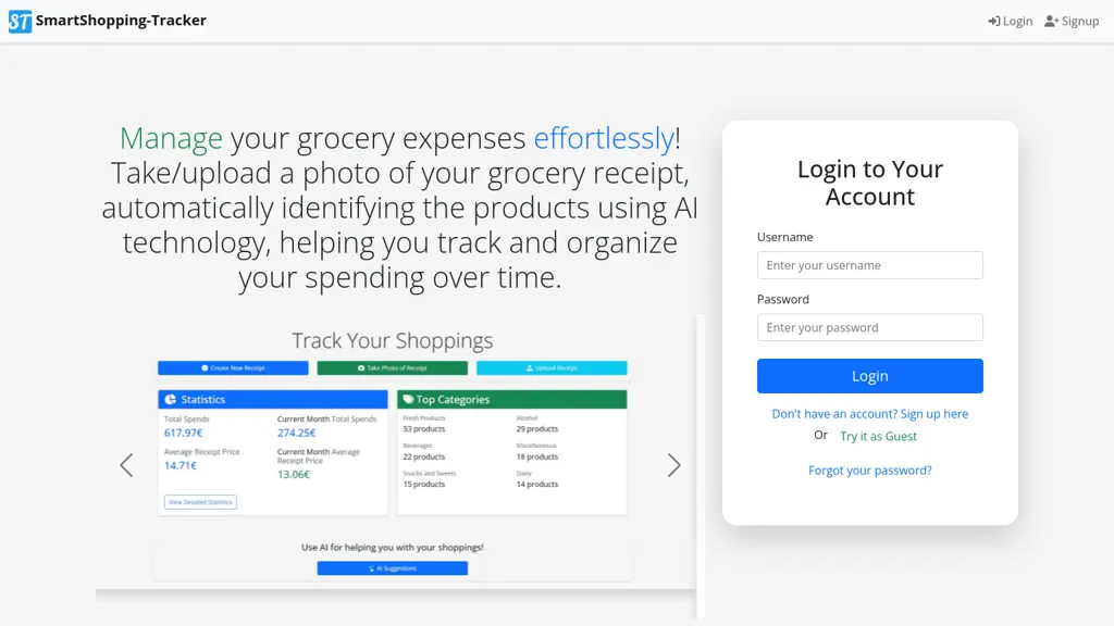 Smart Shopping Tracker website