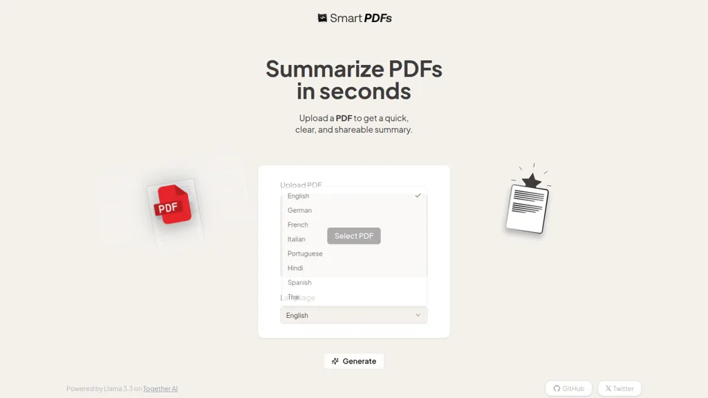 SmartPDFs AI tool screenshot