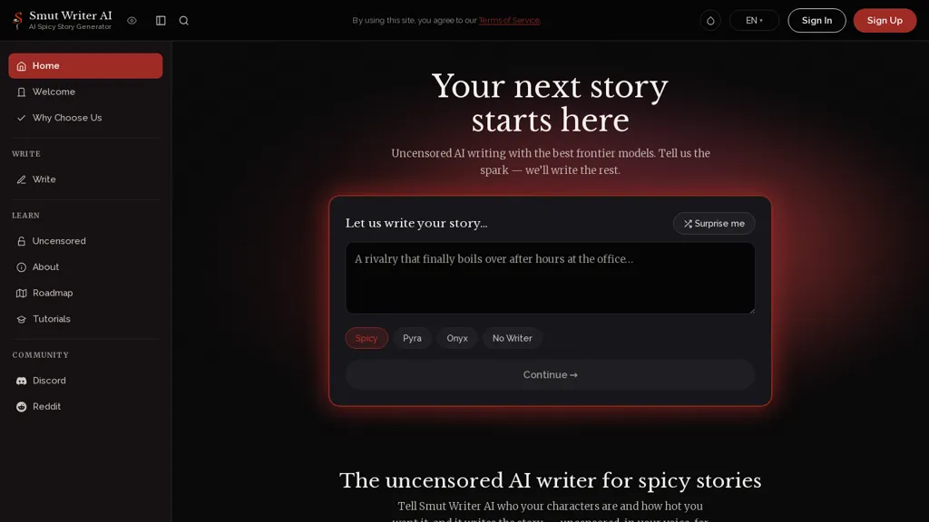 Smutwriter screenshot