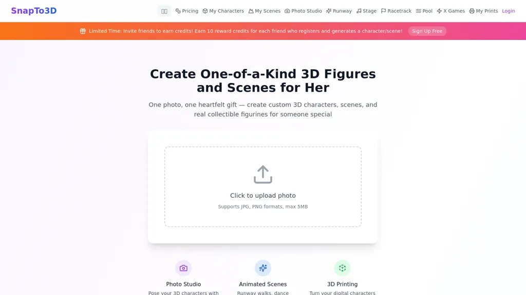 SnapTo3D AI tool screenshot