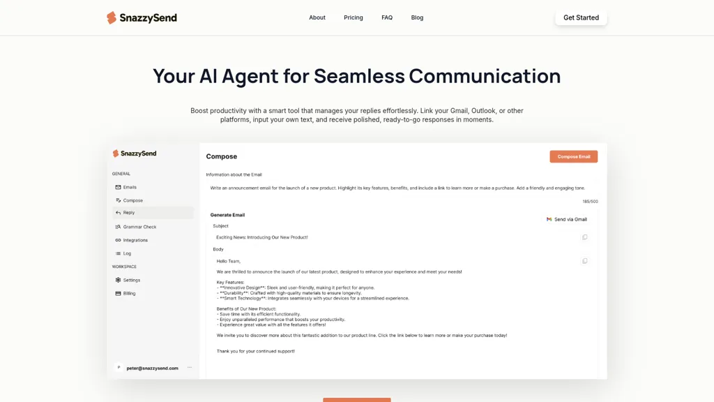 Snazzy Send website