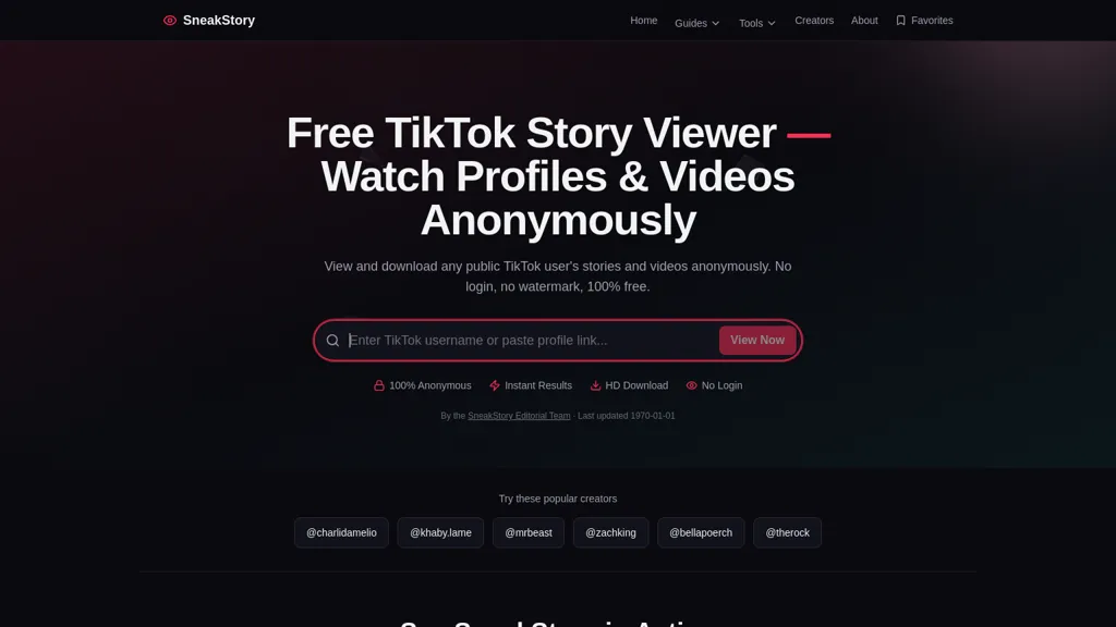 SneakStory AI tool screenshot