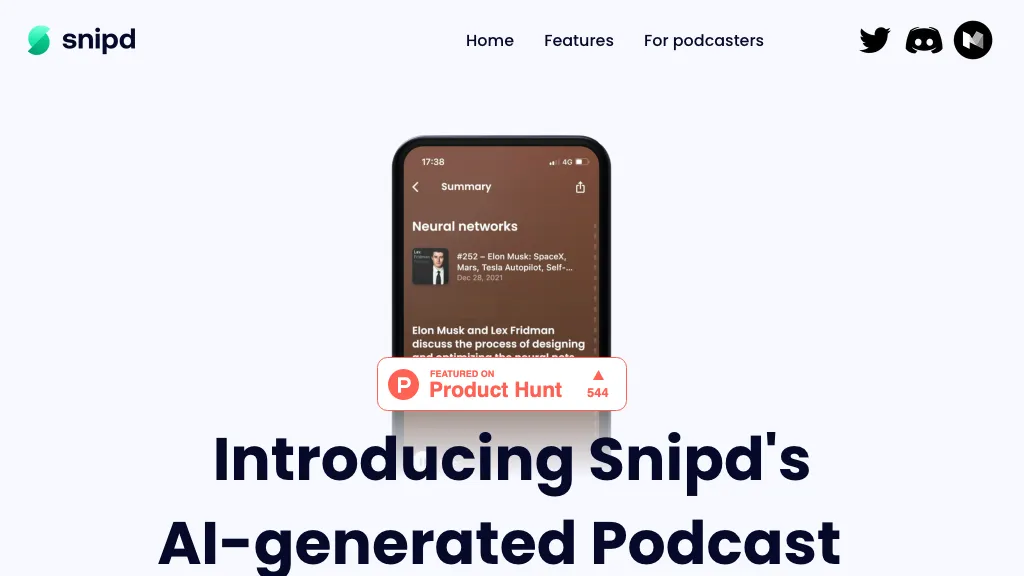 Snipd Podcast Summaries website
