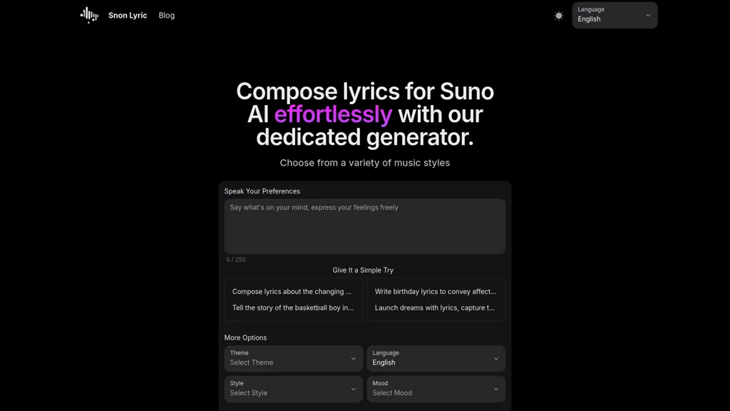 Snon Lyric website