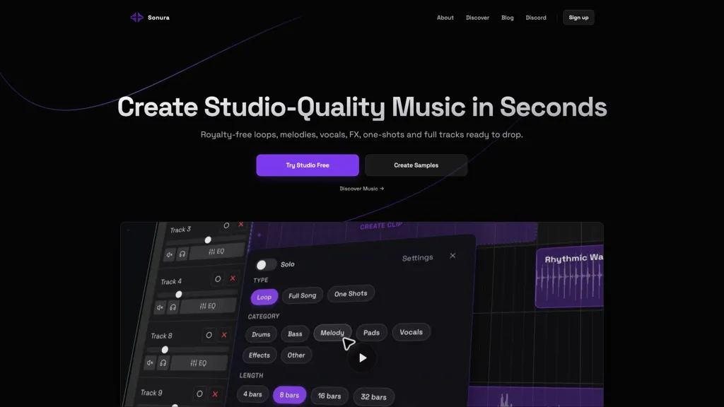 Sonura Studio AI tool screenshot