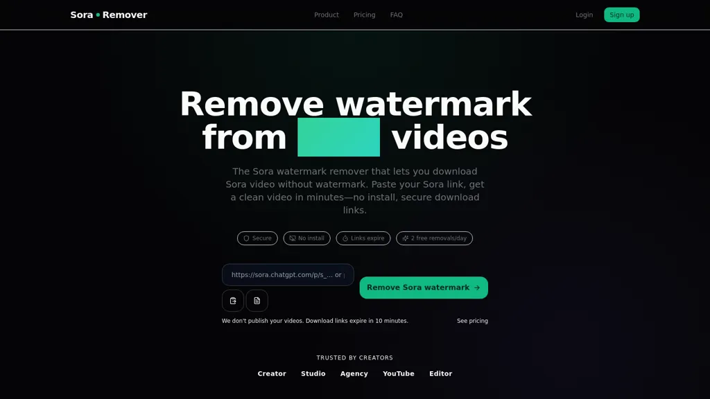Sora Watermark Remover AI tool screenshot